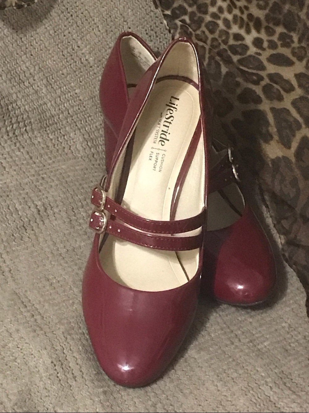Life Stride Raspberry Wine Double-Strap Mary Jane Heels